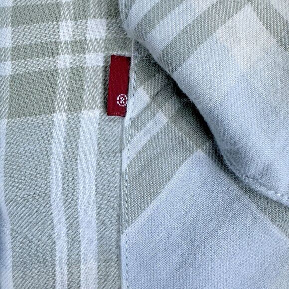 Levis Mens S Pearl Snap Shirt Green‎ Gray Plaid Western Long Sleeve Button Up - Picture 10 of 11